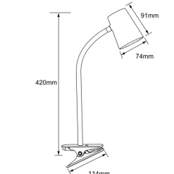 Adda LED-bordlampe med klemme hvid dæmpes i 3 trin