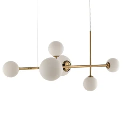 Affjedringslampe Dione, 6 lyskilder, gylden