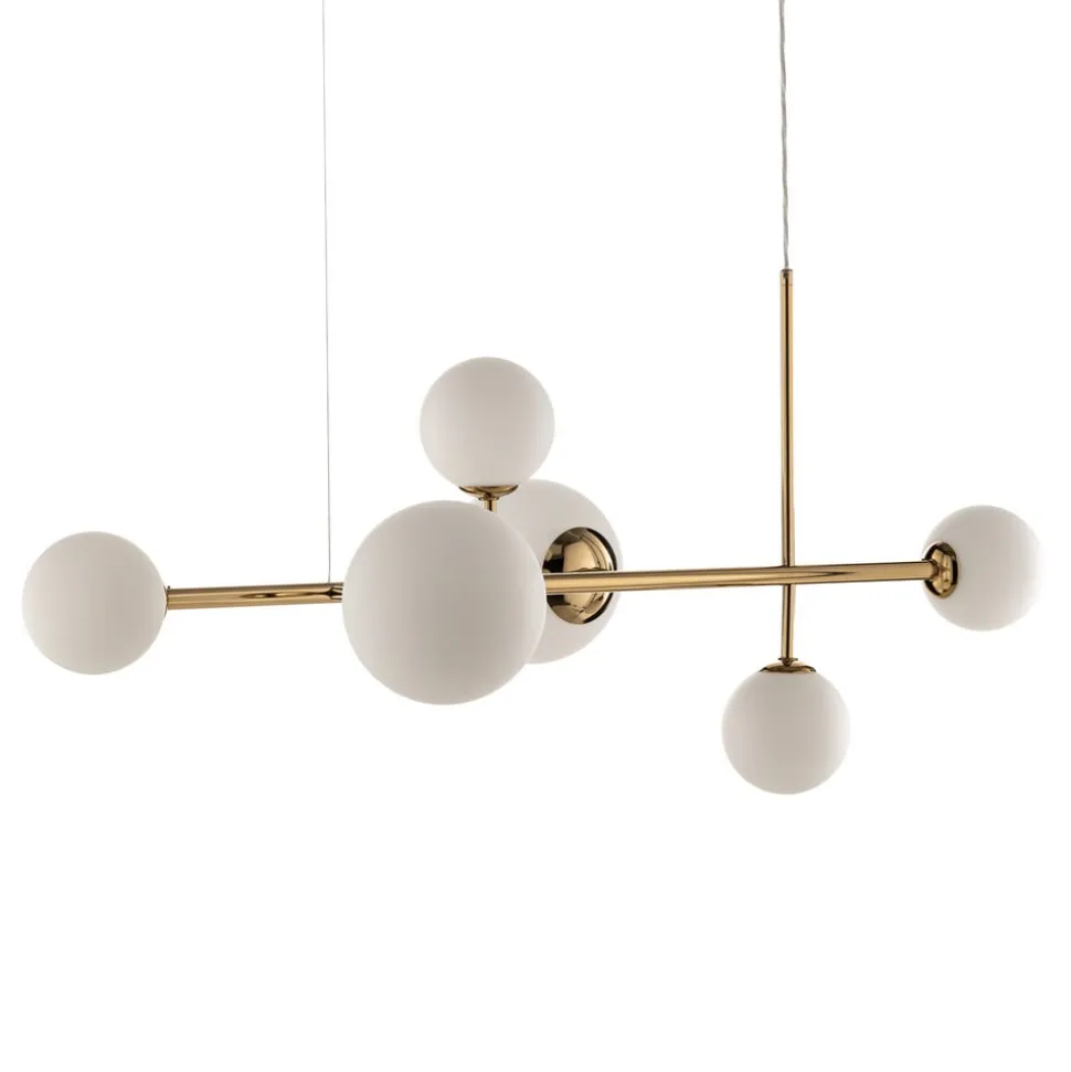 Affjedringslampe Dione, 6 lyskilder, gylden
