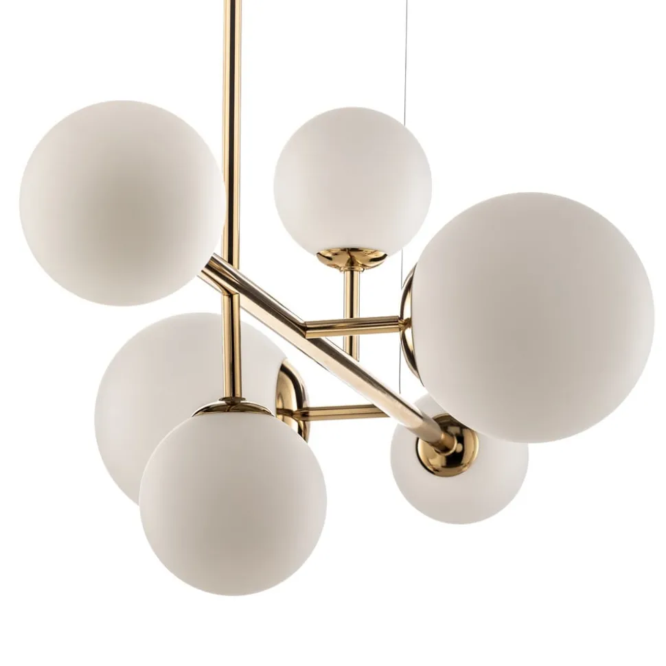 Affjedringslampe Dione, 6 lyskilder, gylden