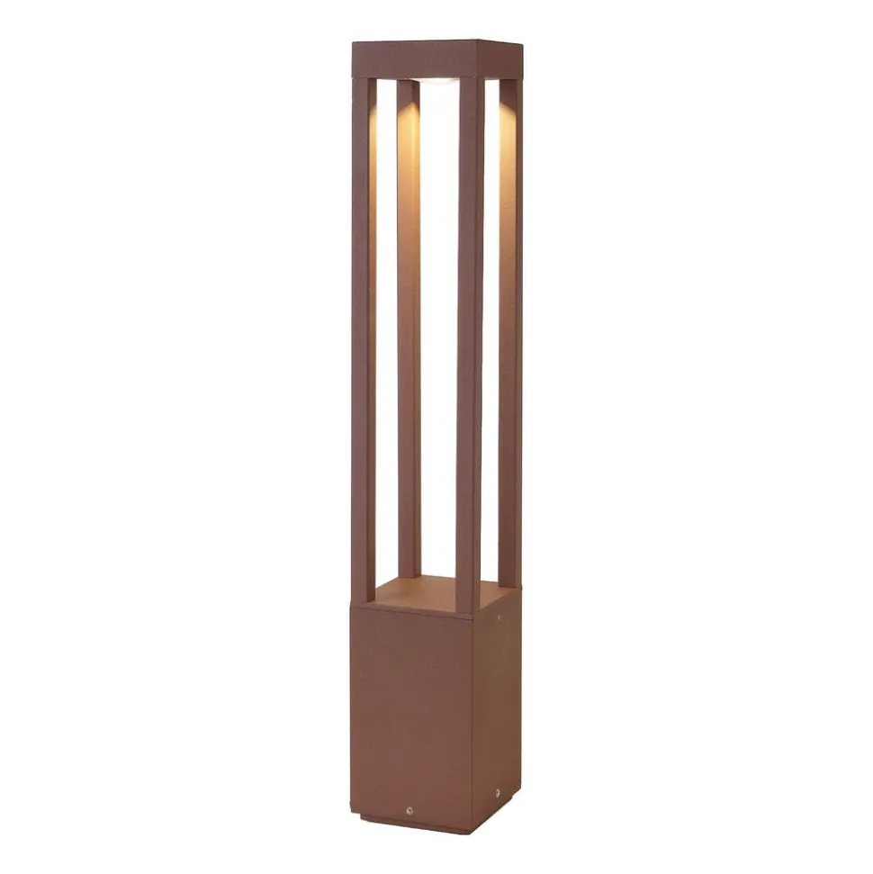 Agra LED-gadelampe, brun, aluminium, højde 65 cm