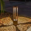 Agra LED-gadelampe, rustbrun, aluminium/glas, højde 65 cm