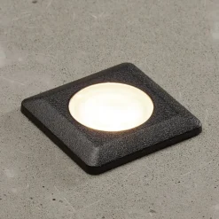 Aldo LED indbygningslampe kantet sort/klar 3.000 K