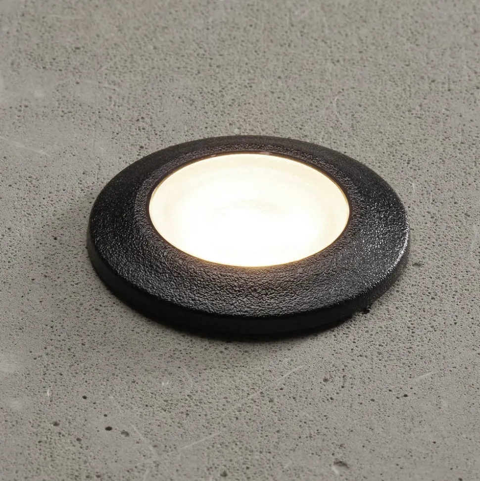 Aldo LED indbygningslampe, rund sort/klar 3.000 K