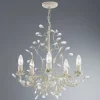 Almandite lysekrone, 5 lyskilder, creme, guld
