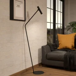 Almudaina LED-gulvlampe, sort, højde 157 cm, stål