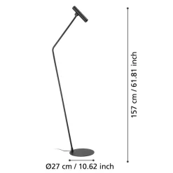 Almudaina LED-gulvlampe, sort, højde 157 cm, stål