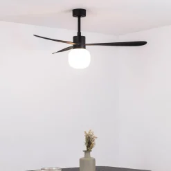 Amelia Ball loftventilator, LED-lampe, sort