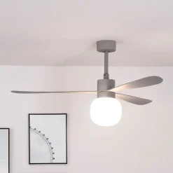 Amelia Ball loftventilator, LED-lampe, grå