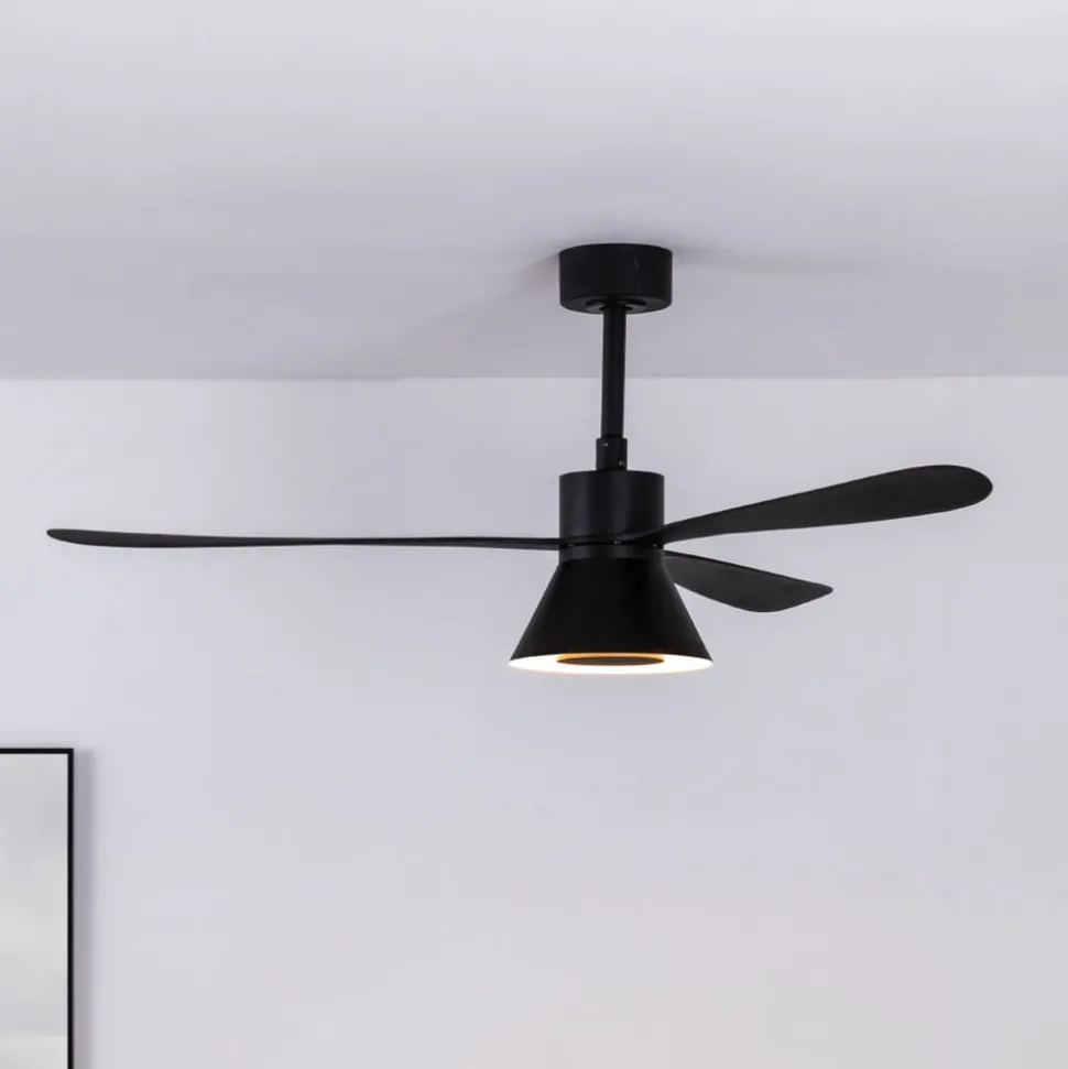 Amelia Cone loftventilator, LED-lampe, sort