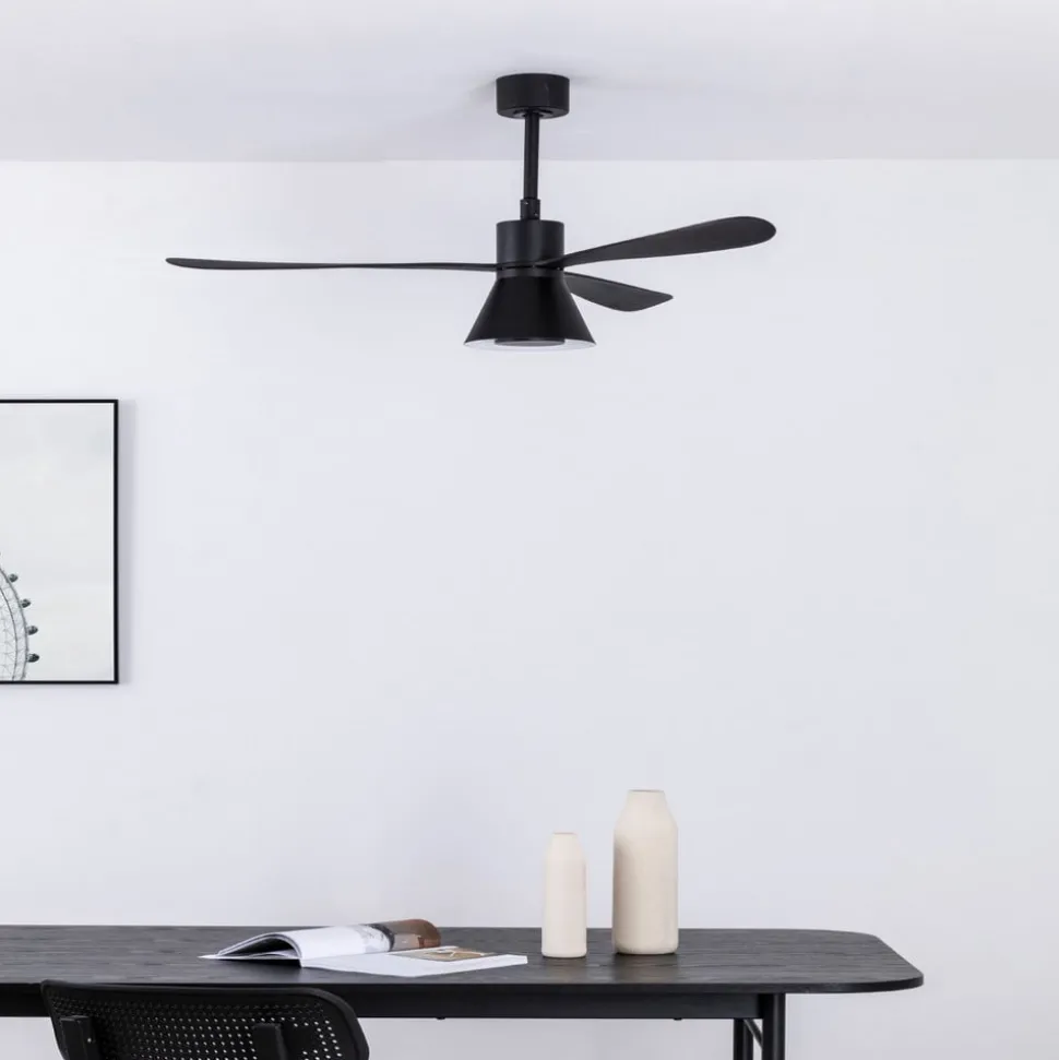 Amelia Cone loftventilator, LED-lampe, sort