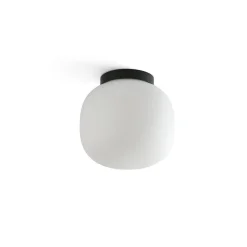 Amelia loftlampe til bad, sort/opal, glas, Ø 21,5 cm