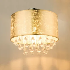 Amy loftlampe med akrylkrystaller, bladguld