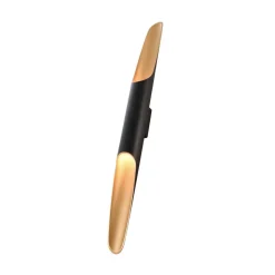 Apodis LED-væglampe, sort/guld, højde 80 cm, metal dæmpbar