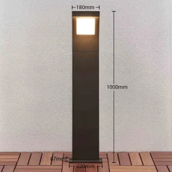 Arcchio Advik LED-vejlampe, 100 cm, antracit, metal, IP65