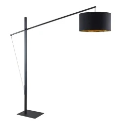 Arcchio buelampe Mossa, 200 cm, sort-guld, tekstil