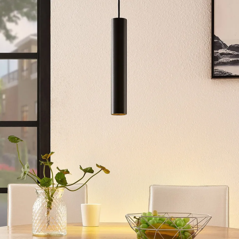 Arcchio Ejona pendellampe, højde 35 cm, sort, aluminium