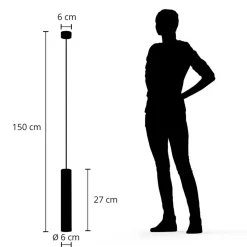 Arcchio Ejona pendellampe, højde 27 cm, sort, aluminium