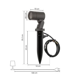 Arcchio Hemmani spot med jordspyd, højde 35 cm, antracit, aluminium
