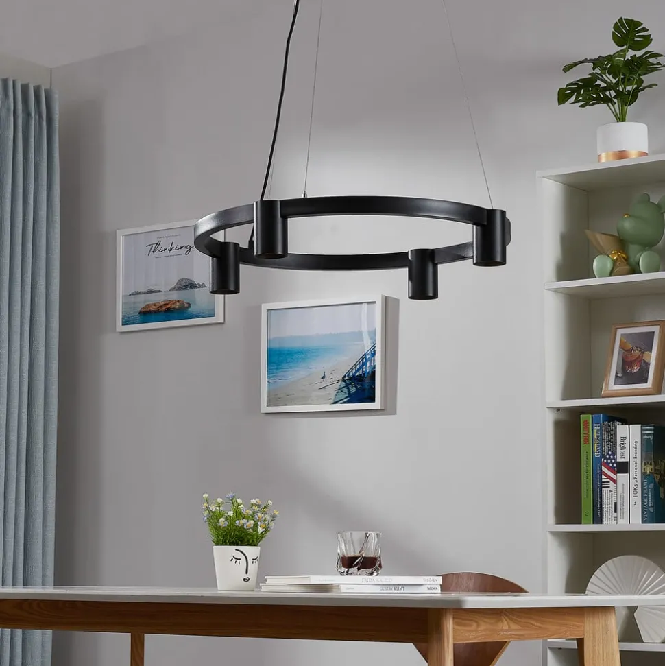 Arcchio hængelampe Brinja, sort, Ø 64 cm, 4 lyskilder, GU10