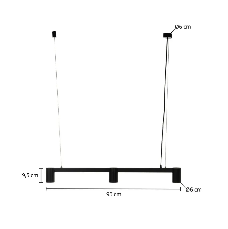 Arcchio hængelampe Brinja, sort, 90 cm, 3 lyskilder, GU10