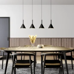 Arcchio Hængelampe Tadej, 4 lyskilder, sort-hvid, metal, E27