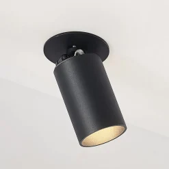 Arcchio indbygningsspot Davin, sort, cylinder, sæt med 3 stk