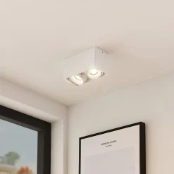 Arcchio Kubika downlight, 19 cm, hvid, 2 lyskilder, metal