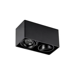 Arcchio Kubika downlight, 19 cm, sort, 2 lyskilder, metal