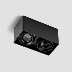 Arcchio Kubika downlight, 19 cm, sort, 2 lyskilder, metal