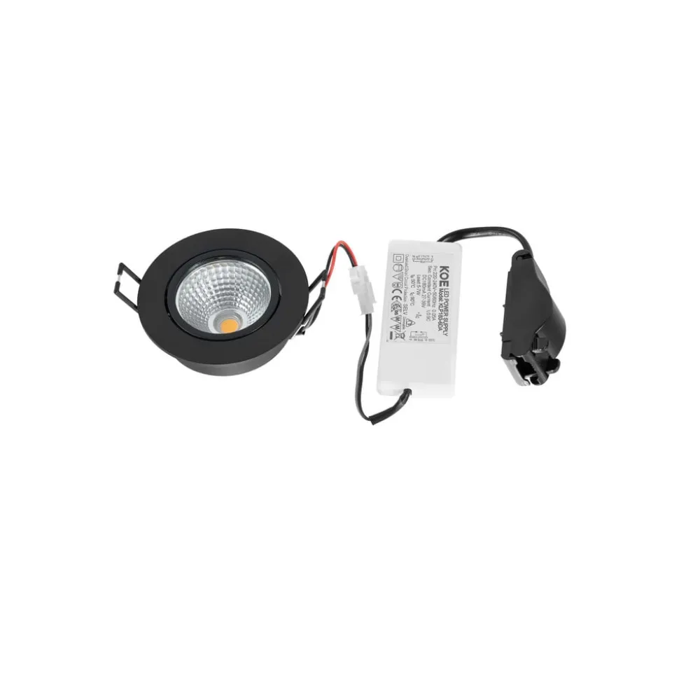Arcchio LED-downlight Zarik sort, 3.000K