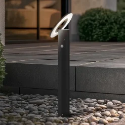 Arcchio LED-gadelampe Tovio, antracit,, Ø 24cm, sensor