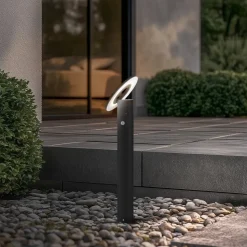 Arcchio LED-gadelampe Tovio, antracit,, Ø 24cm, sensor