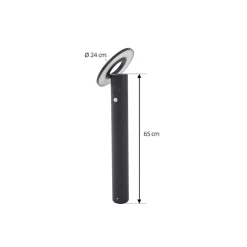 Arcchio LED-gadelampe Tovio, antracit,, Ø 24cm, sensor