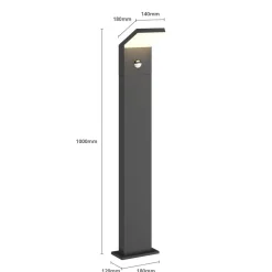 Arcchio LED-gadelampe Yolena, sensor, 100 cm, antracit
