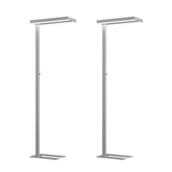 Arcchio LED-gulvlampe Logan Basic, sæt med 2, sølv, 6000 lm