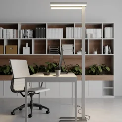 Arcchio LED-gulvlampe Logan Basic, sæt med 2, sølv, 6000 lm