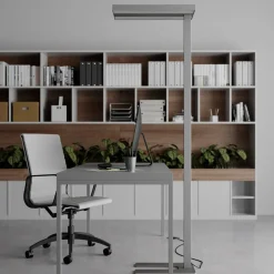 Arcchio LED-gulvlampe Logan Basic, sæt med 2, sølv, 6000 lm