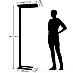 Arcchio LED-gulvlampe Logan Pro, sort, sensor, dæmpbar
