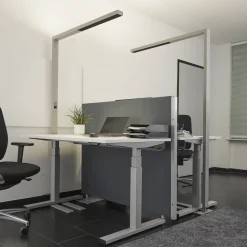 Arcchio LED-gulvlampe til kontor Jolinda, sæt med 2, sølv, 4.000 K