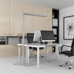 Arcchio LED-gulvlampe til kontor Susi, sølv, sensor, touchdæmper