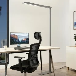 Arcchio LED-gulvlampe til kontor Tamilo, sølv, metal, 194 cm