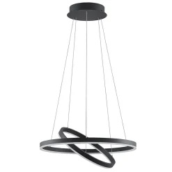 Arcchio LED-hængelampe Albiona, sort, 2 ringe, Ø 60 cm