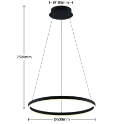 Arcchio LED-hængelampe Albiona, sort, 1 ring, Ø 60 cm