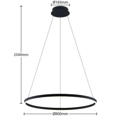 Arcchio LED-hængelampe Albiona, sort, 1 ring, Ø 80 cm