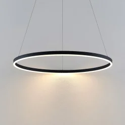 Arcchio LED-hængelampe Albiona, sort, 1 ring, Ø 80 cm