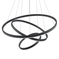 Arcchio LED-hængelampe Albiona, sort, 3 ringe, Ø 80 cm