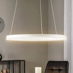 Arcchio LED-hængelampe Albiona, hvid, 1 ring, Ø 60 cm