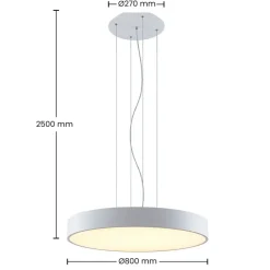 Arcchio LED-hængelampe Noabelle, Ø 80 cm, hvid, metal