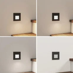 Arcchio LED-indbygningslampe Vexi, 7,8 cm x 7,8 cm, sort, CCT